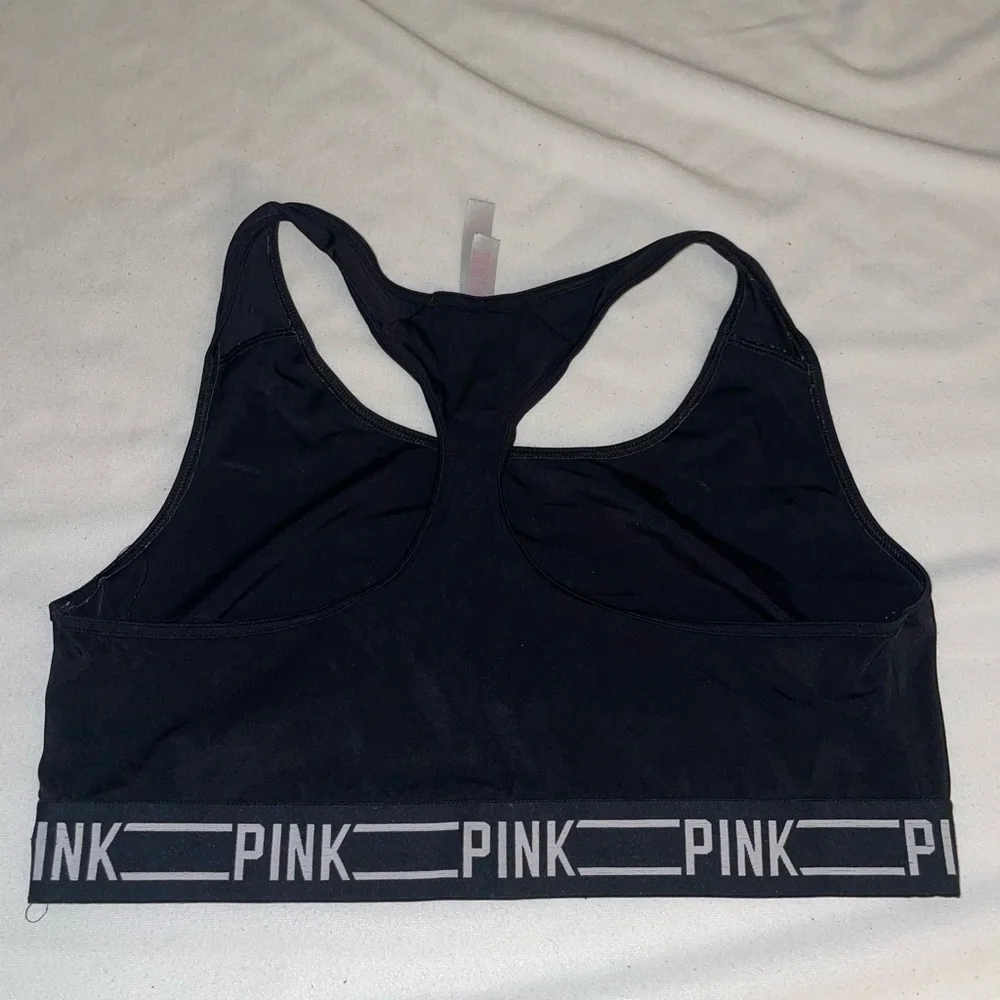 PINK Victoria's Secret Racerback Black Sports Bra with Logo Band